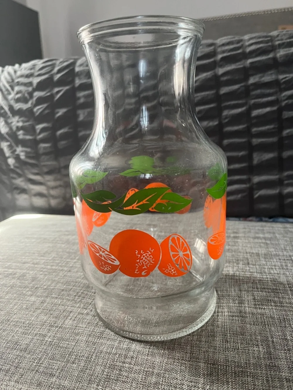 Vintage Orange & Green Glass Beverage Decanter - Picture 1 of 4